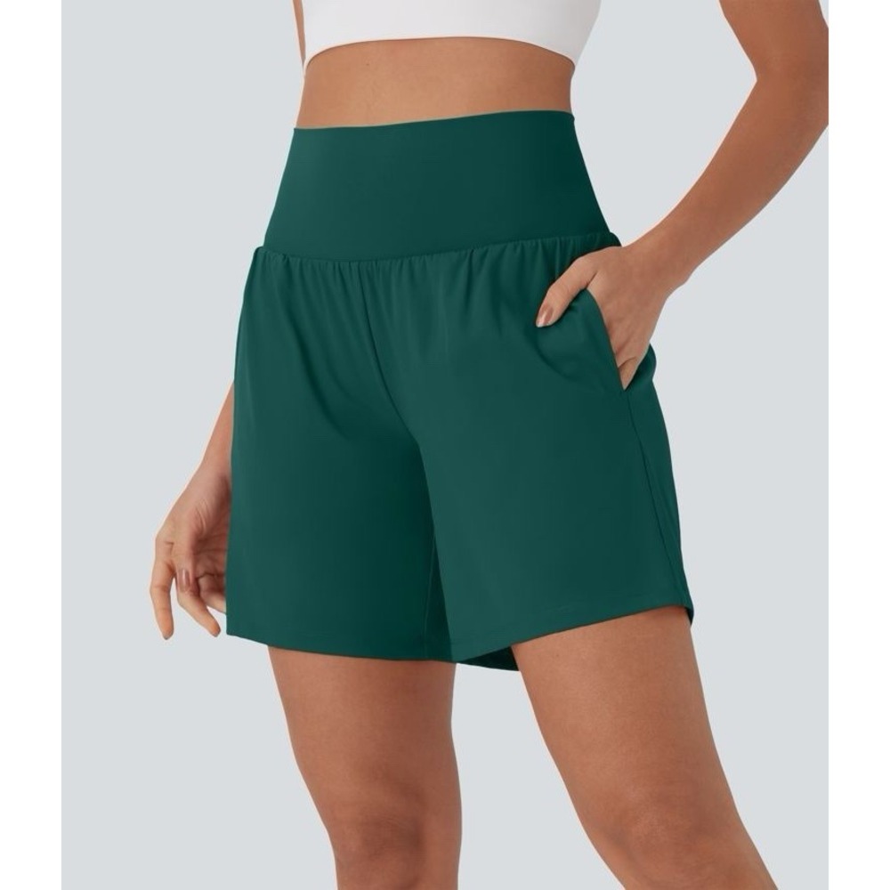 Halara 7" Shorts Airy Super High Waist Yoga Athletic Stretch Pull On Green Large